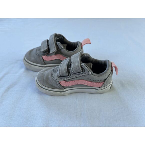 Girls Toddler's Van's Off The Wall Shoe Set Gray/Pink Size 5 and 5.5 - Picture 7 of 8